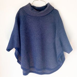 Adrienne Vittadini Navy Merino Wool Poncho Oversized Sweater Women's Size 2X